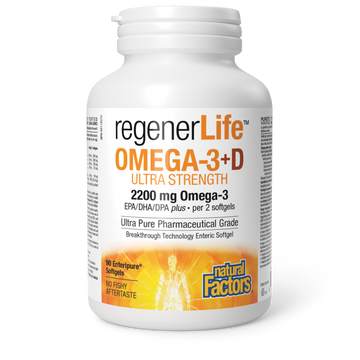 Natural Factors RegenerLife Omega-3 + D Ultra Strength 90 Softgels