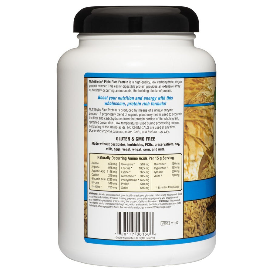 NutriBiotic Rice Protein Plain 1.36kg Powder