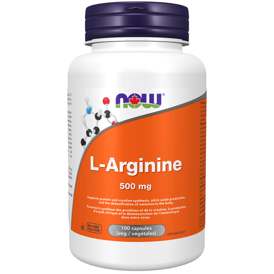 Now L-Arginine 500 mg 100 Veg. Capsules
