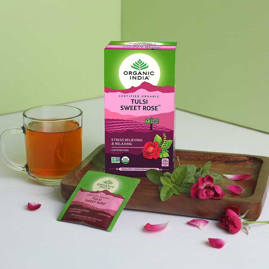 Organic India Tulsi Sweet Rose 25 Tea Bags