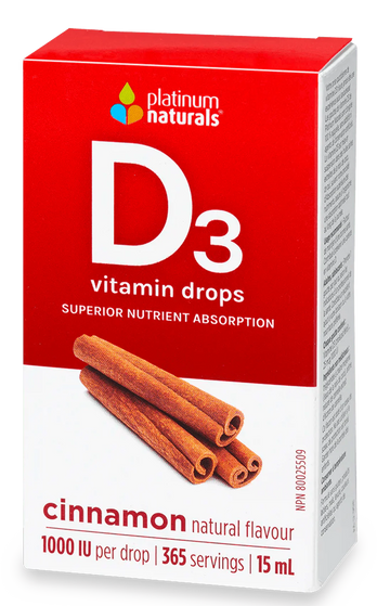 Platinum Naturals Vitamin D3 Drops Cinnamon Flavour 15ml