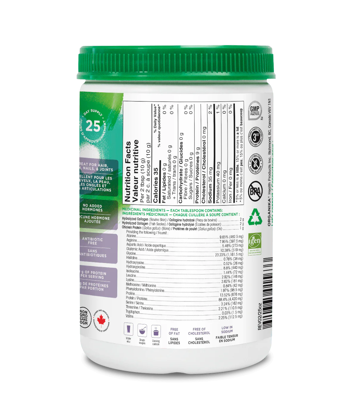 Organika Full Spectrum Collagen Type 1, 2, 3 Bone Broth Flavour 250g P Natural Focus Health