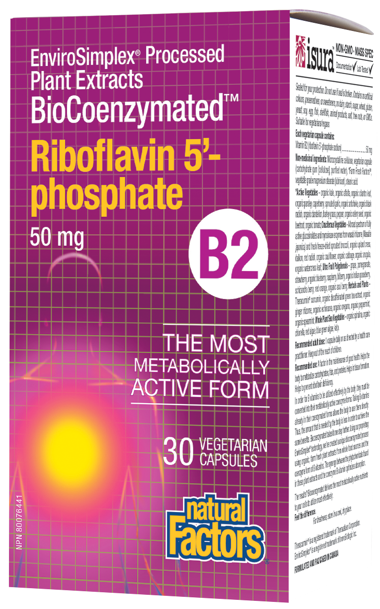 Natural Factors Riboflavin 5'Phosphate B2 30 Veg. Capsules Natural