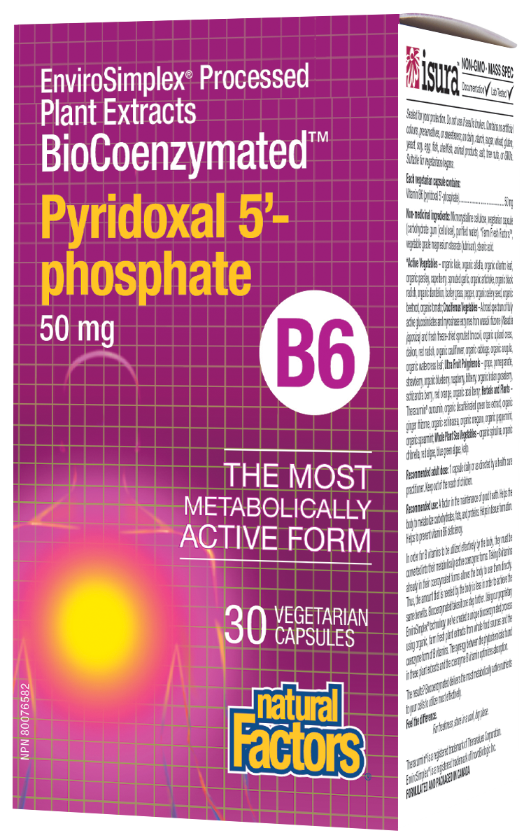 Natural Factors P5P Pyridoxal 5’phosphate • B6 30 Veg. Capsules Natural Focus