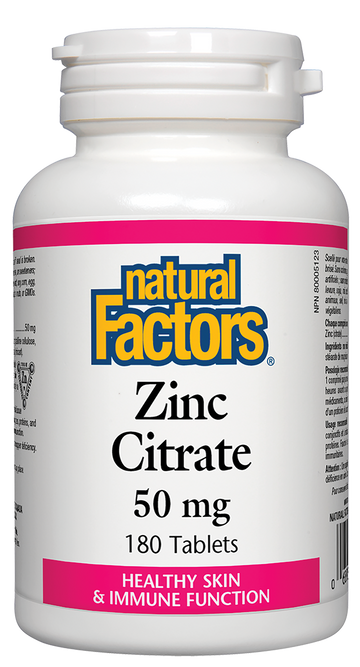 Natural Factors Zinc Citrate 50 mg 180 Tablets