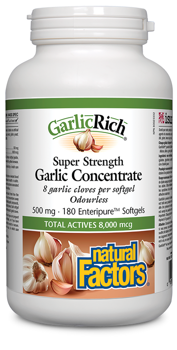 Natural Factors GarlicRich Super Strength Garlic Concentrate 500mg 180 Softgels