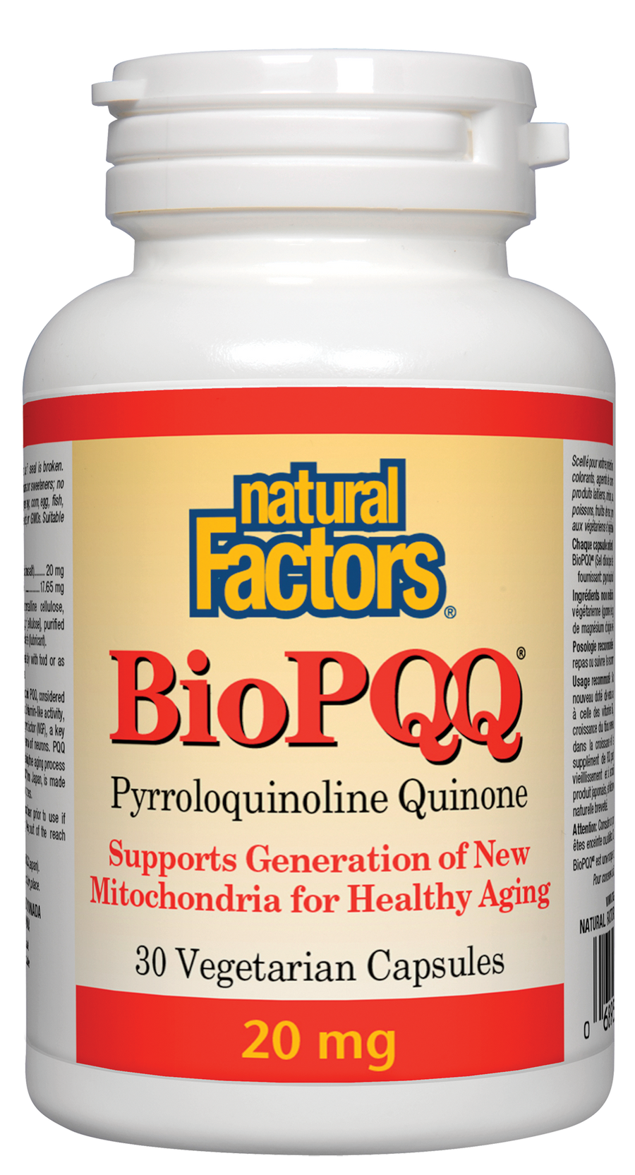 Natural Factors BioPQQ Pyrroloquinoline Quinone 20 mg 30 Veg. Capsules