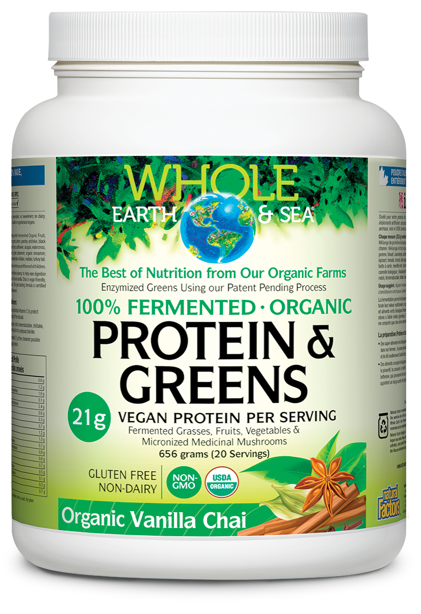 Whole Earth & Sea Fermented Organic Protein & Greens, Organic Vanilla Chai 635g Powder