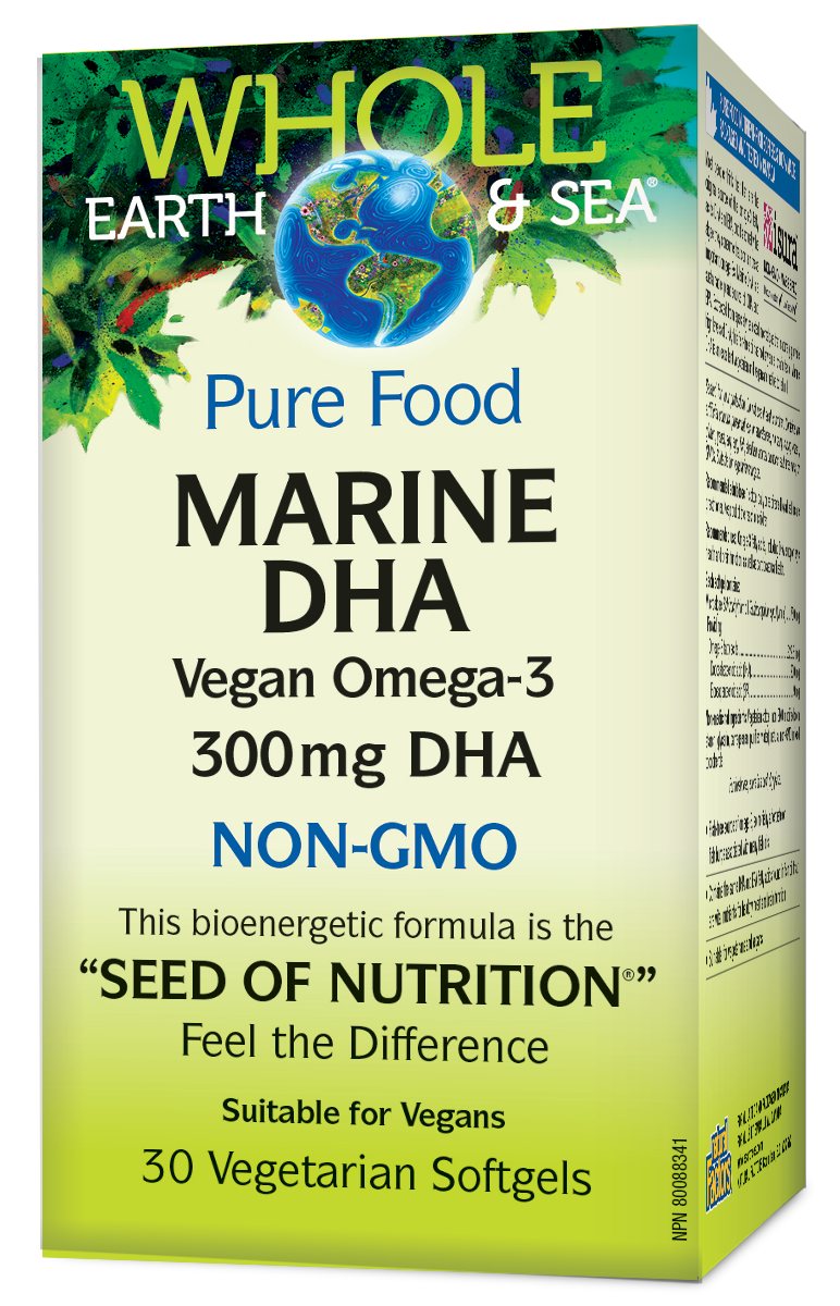 Whole Earth & Sea Pure Food Marine DHA Vegan Omega-3 300 mg 30 Veg. Softgels