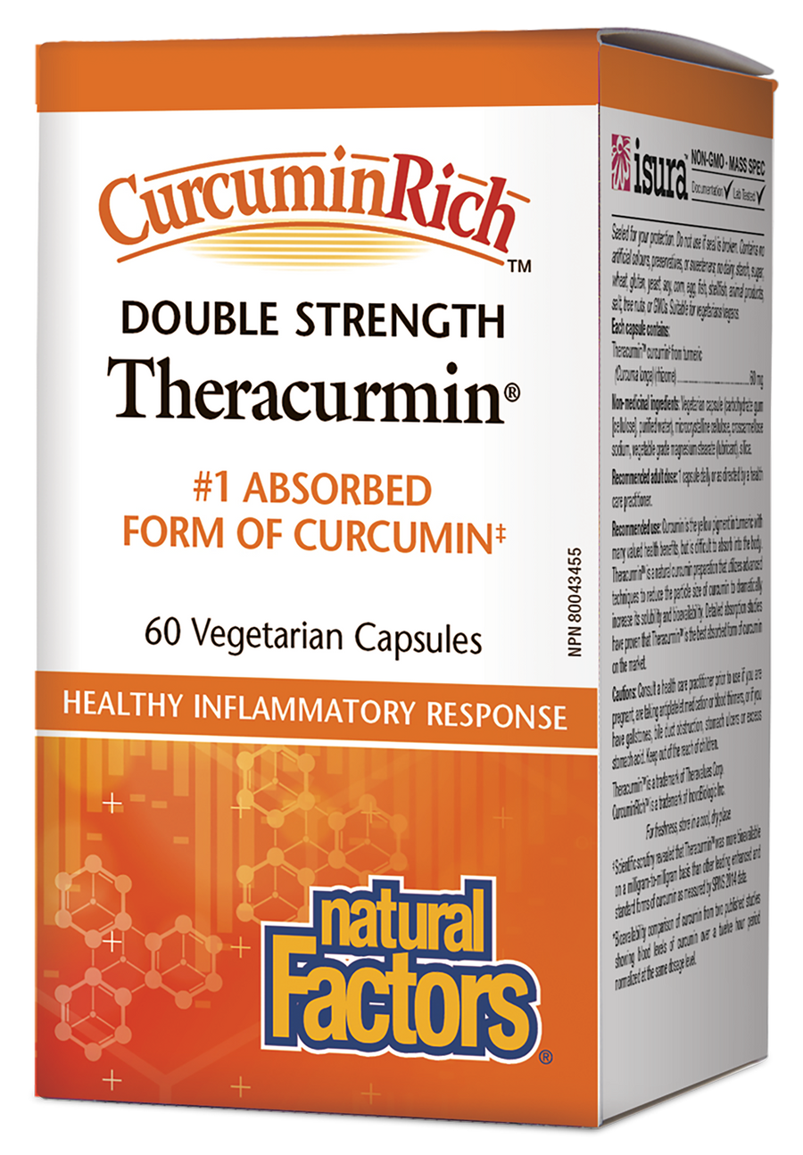 Natural Factors Theracurmin Double Strength, CurcuminRich 60 Veg. Capsules
