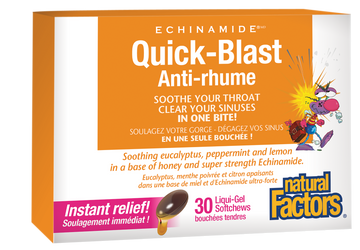 Natural Factors Quick-Blast, ECHINAMIDE 30 Liquid-Gel Softchews