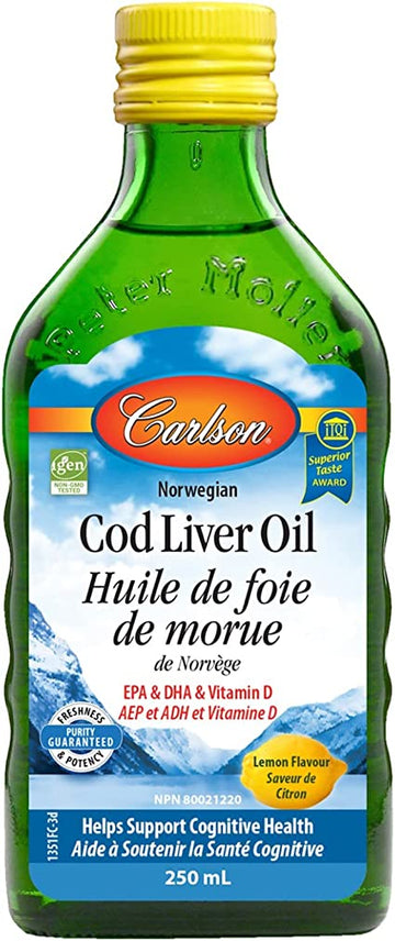 Carlson Cod Liver Oil Lemon Flavour 250ml Liquid