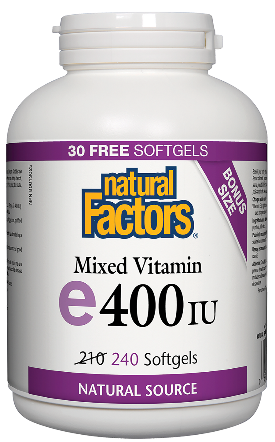 Natural Factors Mixed Vitamin E 400 IU 240 Softgels