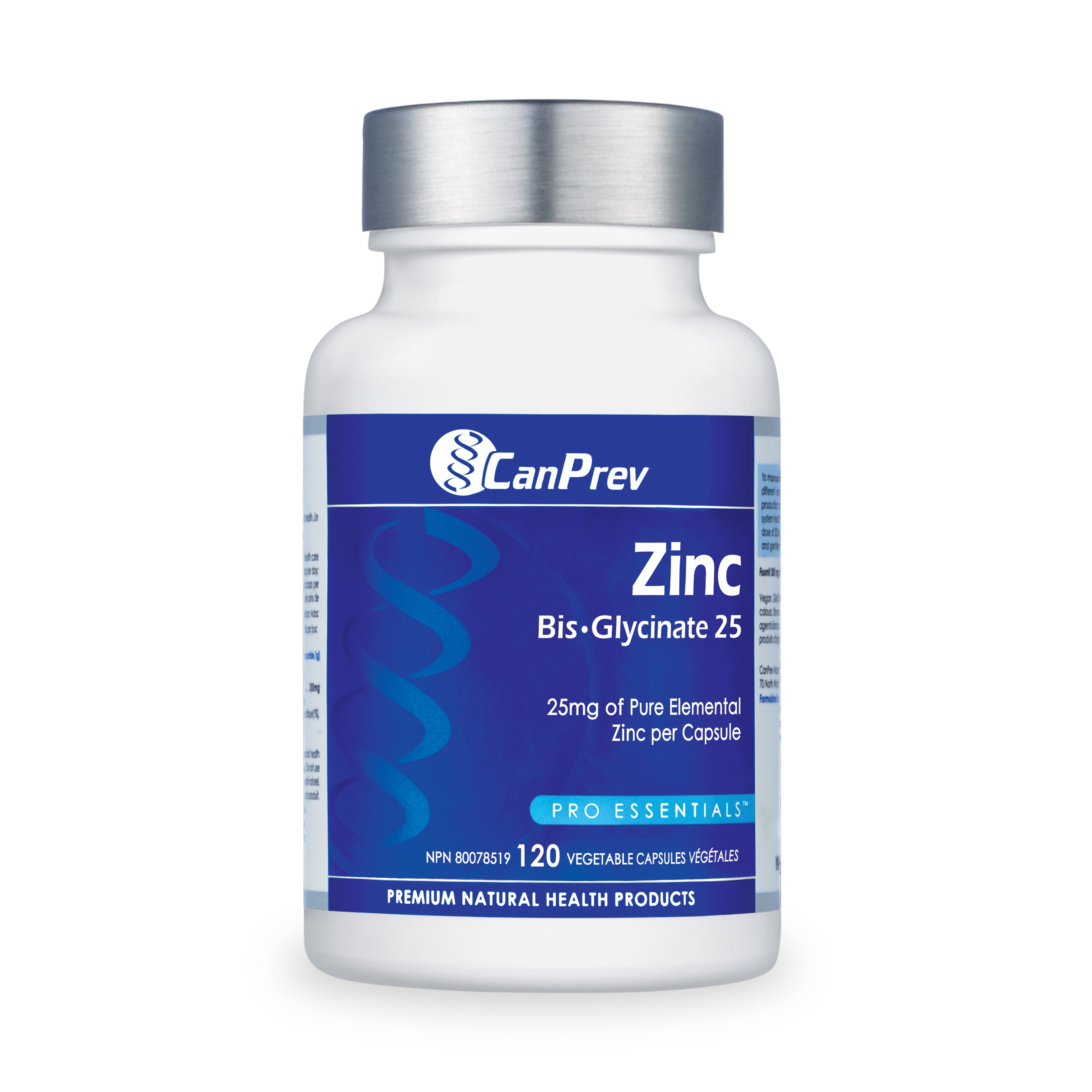 CanPrev Zinc BisGlycinate 25mg 120 Veg. Capsules Natural Focus Health