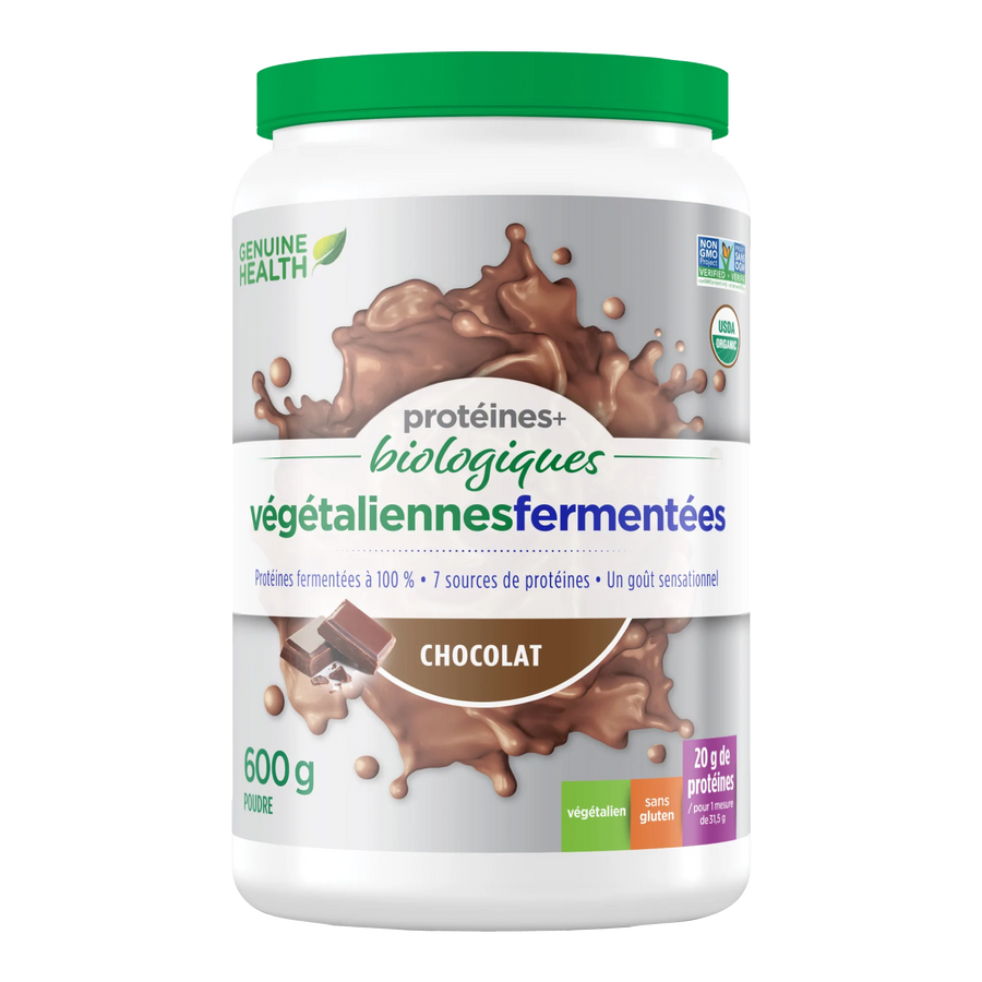 Genuine Health fermented organic vegan protein | chocolate flavour 600g Powder