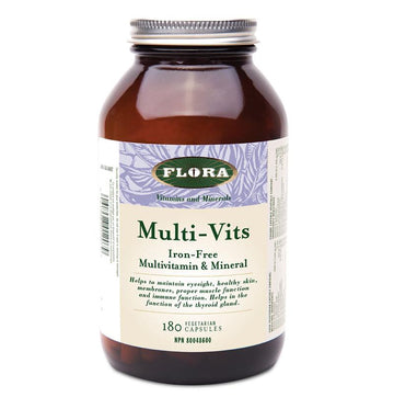 Flora MULTI-VITS Iron-Free 180 Veg. Capsules