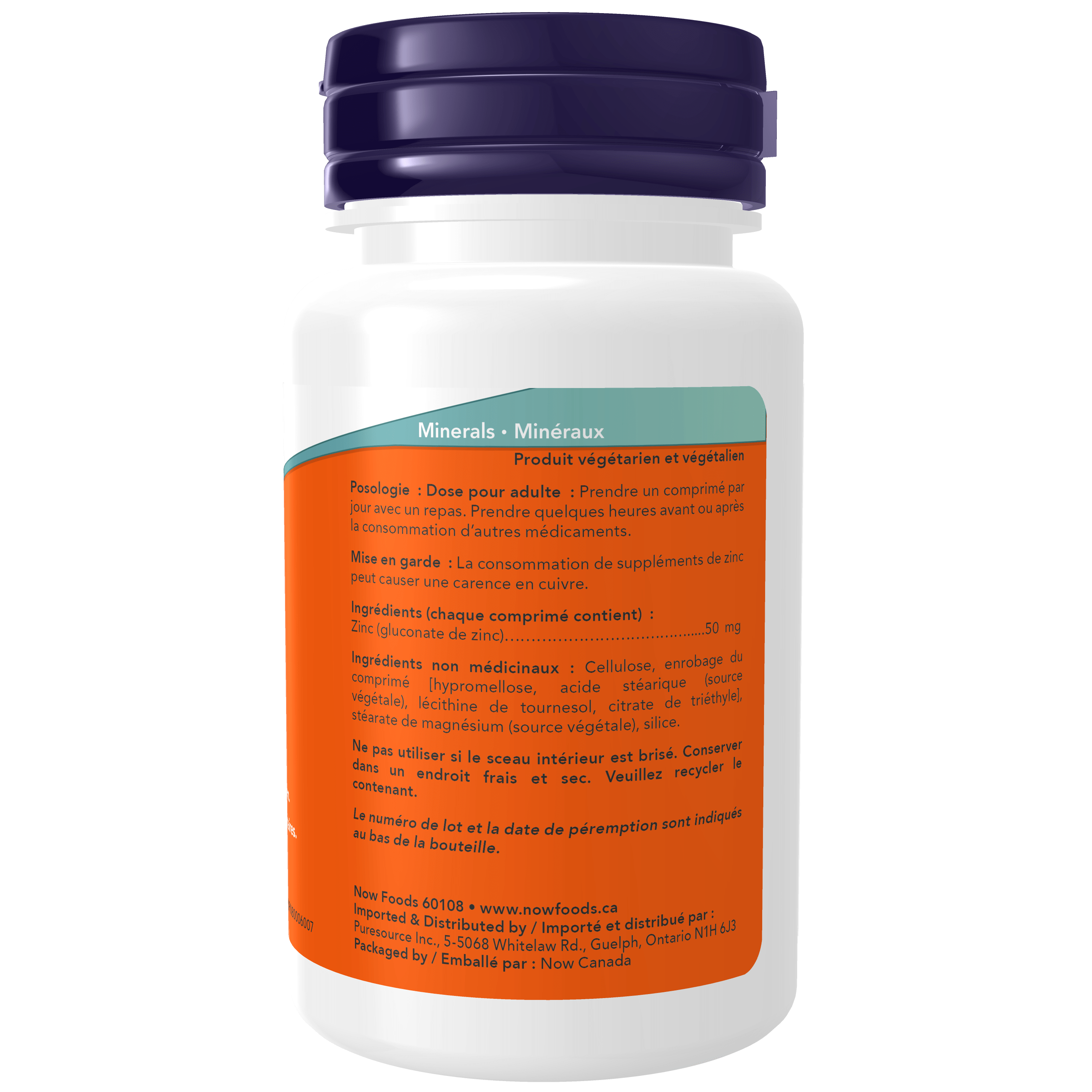 Now Zinc Gluconate 50 mg 100 Tablets Natural Focus