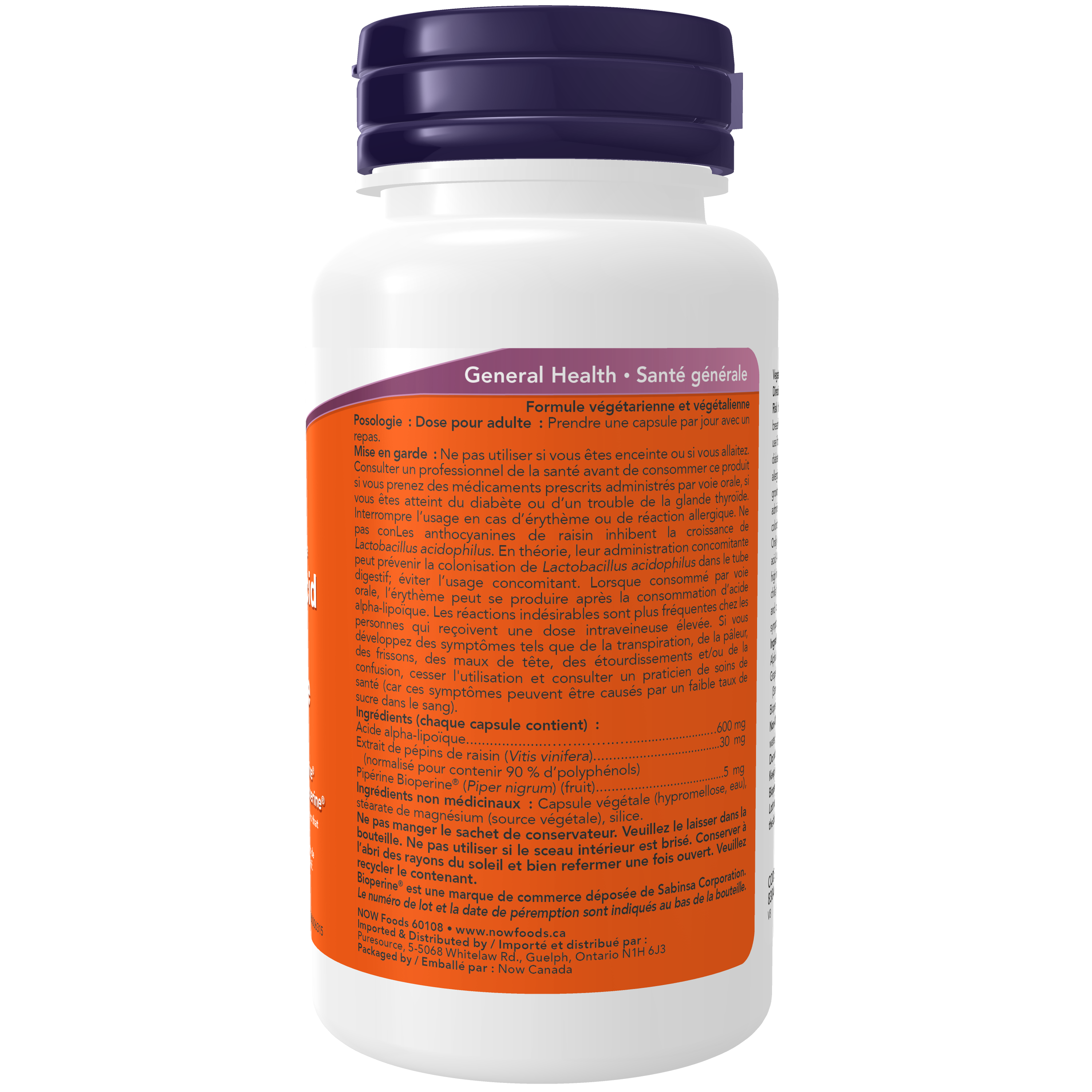 Now Alpha Lipoic Acid 600 mg 60 Veg Capsules Natural Focus