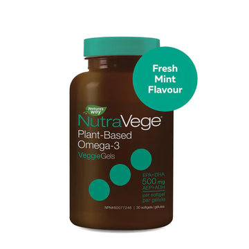NutraVege Omega-3 Plant Based 30 Softgels Fresh Mint Flavour
