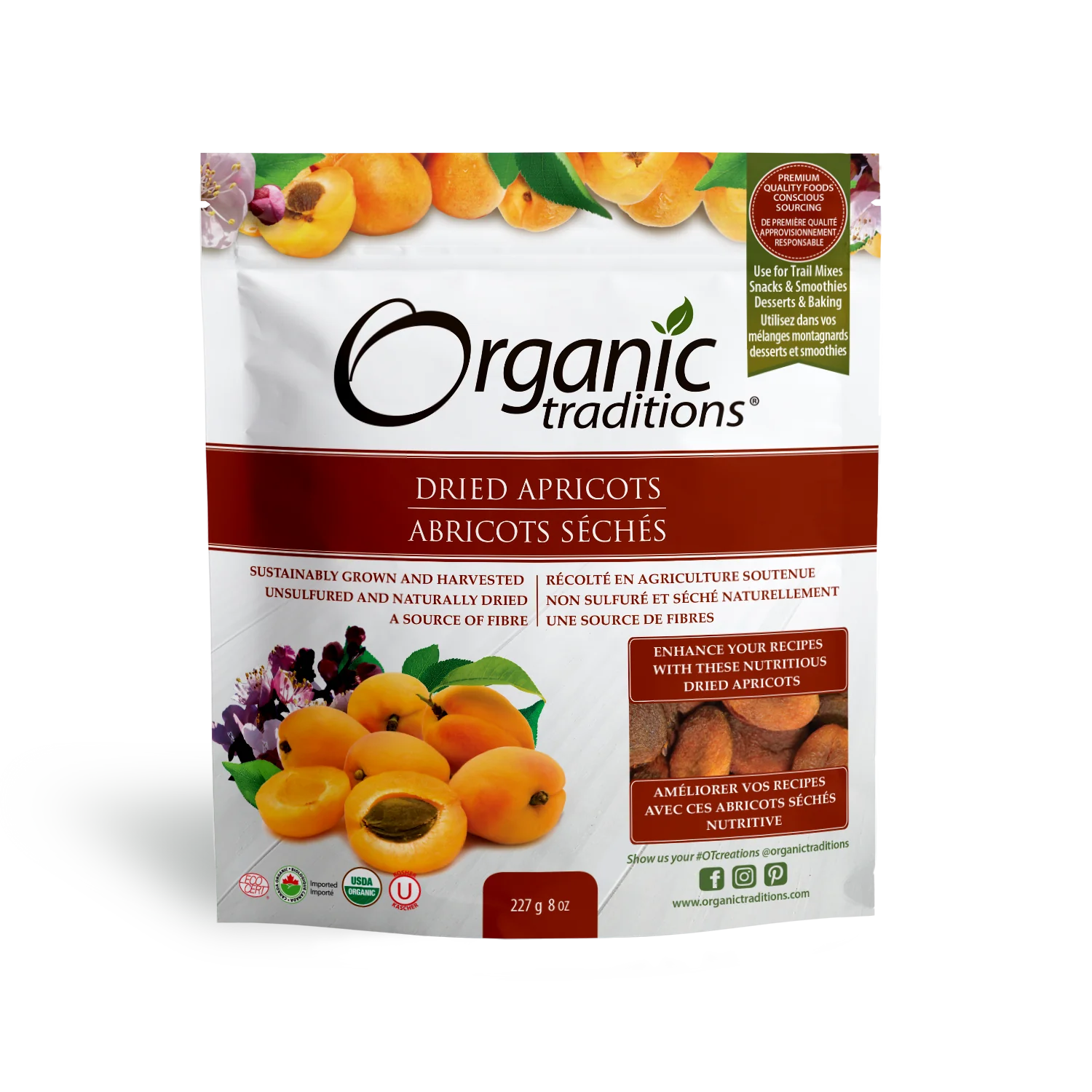 Organic Traditions Dried Apricots 227g Natural Focus Health 3457