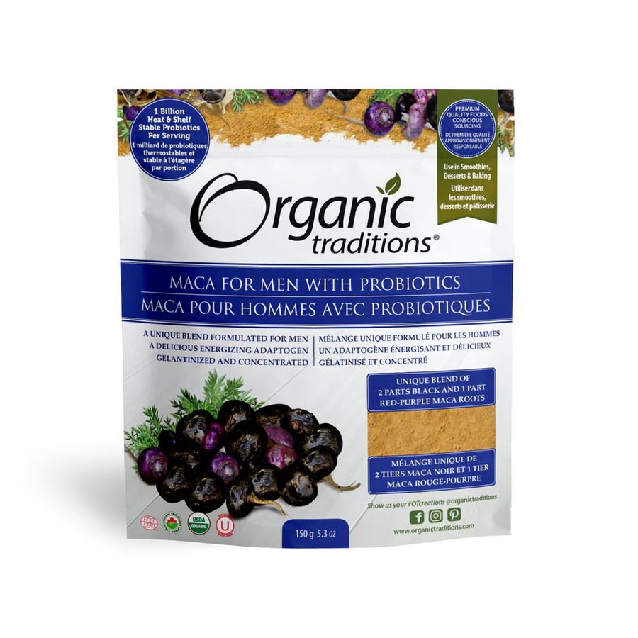 Organic Traditions Maca for Men with Probiotics 150g Powder