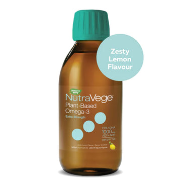 NutraVege Omega-3 Plant Based Extra Strength 200ml Liquid Lemon Flavour