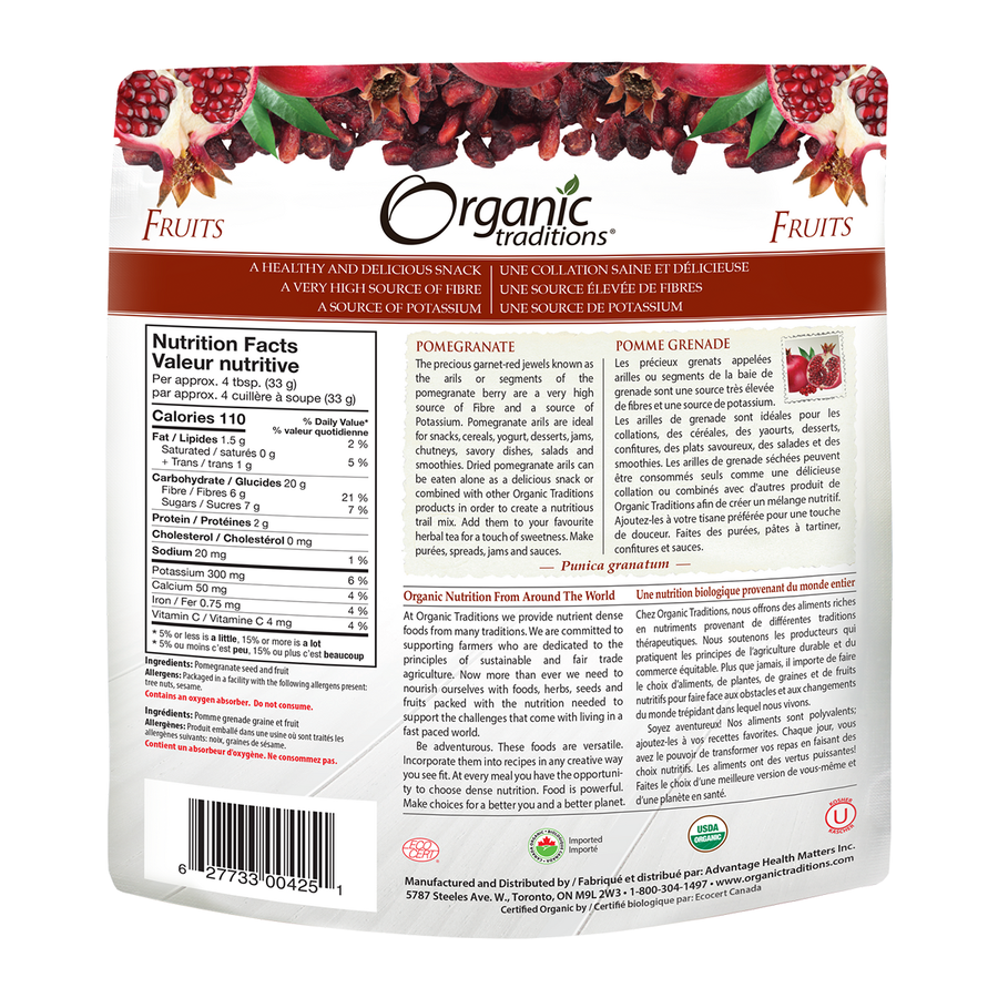 Organic Traditions Dried Pomegranate 100g