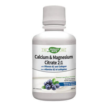 Nature's Way Calcium & Magnesium Citrate 2:1 500ml Liquid Blueberry Flavour