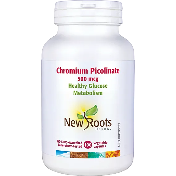 New Roots Chromium Picolinate 500mcg 100 Veg. Capsules