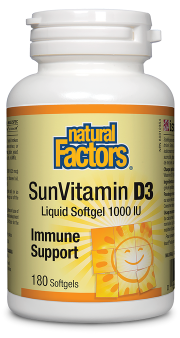 Natural Factors SunVitamin D3 1000IU 180 Softgels
