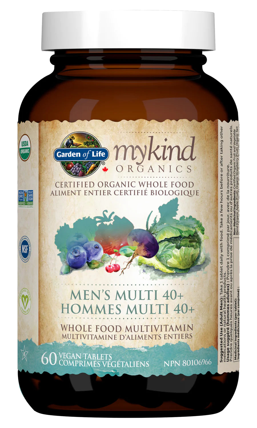 Garden of Life - mykind Organics - Men’s Multi 40+ 60 Veg. Tablets
