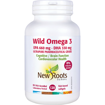 New Roots Wild Omega 3 | 120 Fish Based Softgels