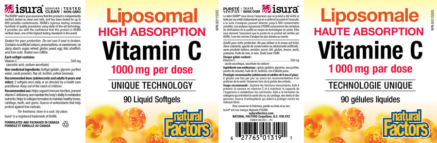 Natural Factors Liposomal Vitamin C 90 Liquid Softgels