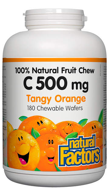 Natural Factors C 500mg Tangy Orange Flavour 180 Chewable Wafers