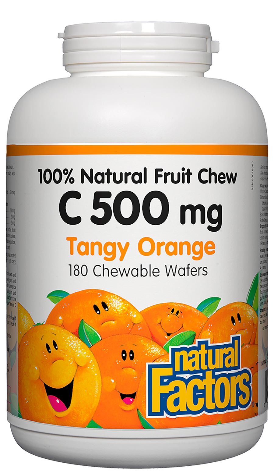 Natural Factors C 500mg Tangy Orange Flavour 180 Chewable Wafers