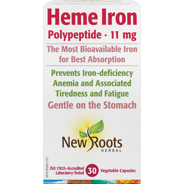 New Roots Heme Iron Polypeptide 11 mg 30 Veg. Capsules