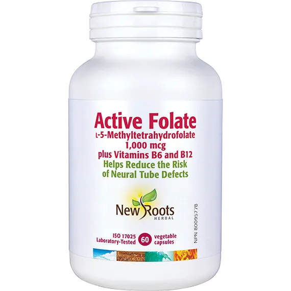 New Roots Active Folate 60 Capsules | Methylfolate B9 – Natural Focus
