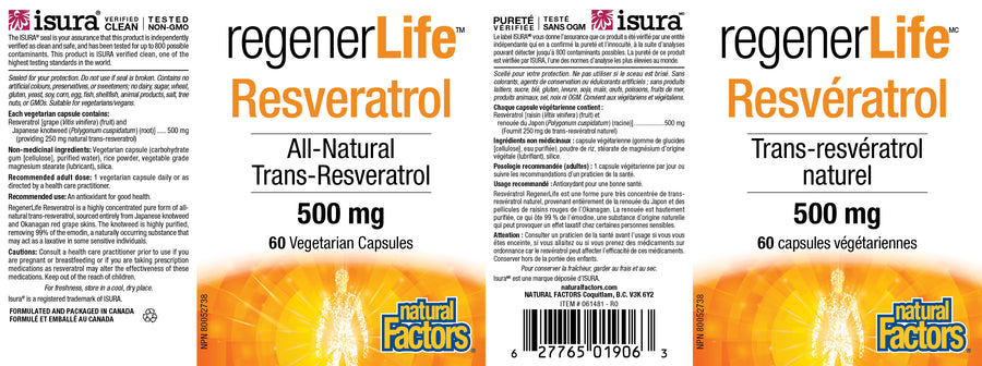 Natural Factors RegenerLife Resveratrol 60 Veg. Capsules