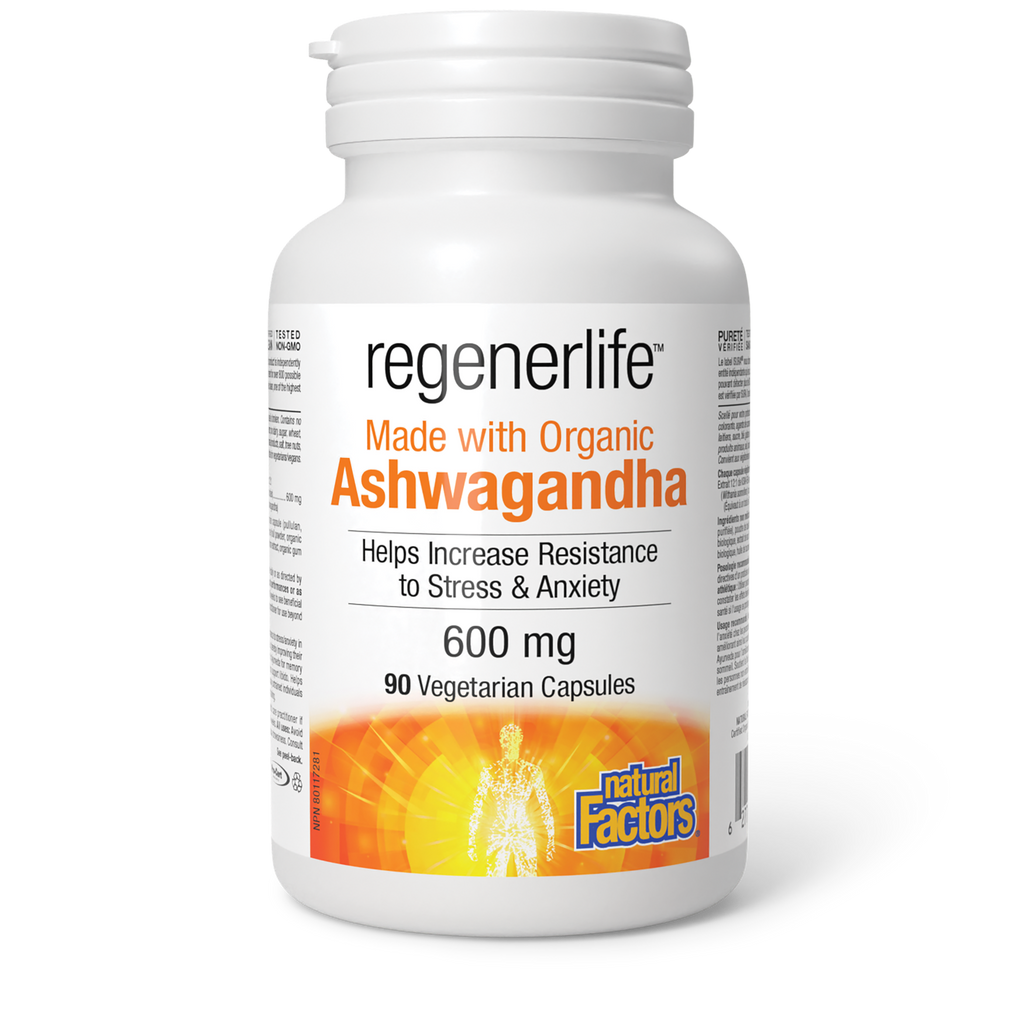 Natural Factors RegenerLife Ashwagandha 600mg 90 Veg. Capsules