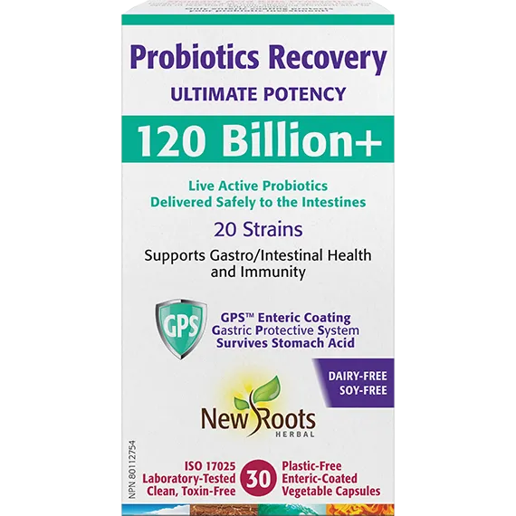 New Roots Probiotics Recovery 120 Billion 30 Veg. Capsules