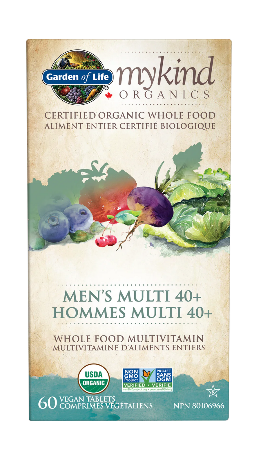 Garden of Life - mykind Organics - Men’s Multi 40+ 60 Veg. Tablets