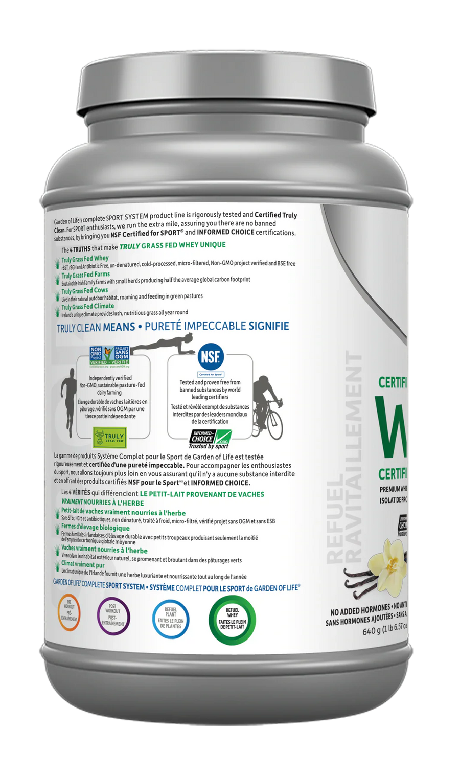 Garden of Life - Sport - Certified Grass Fed Whey Vanilla Flavour 640g Powder