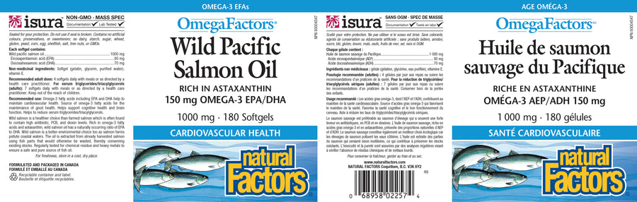 Natural Factors Wild Pacific Salmon Oil 1000 mg 180 Softgels