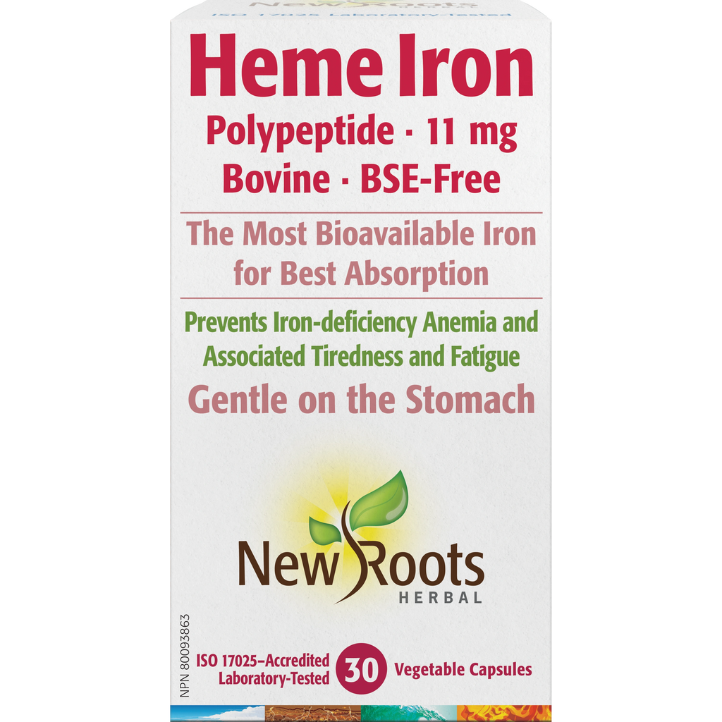 New Roots HemeIron Bovine 30 Veg. Capsules