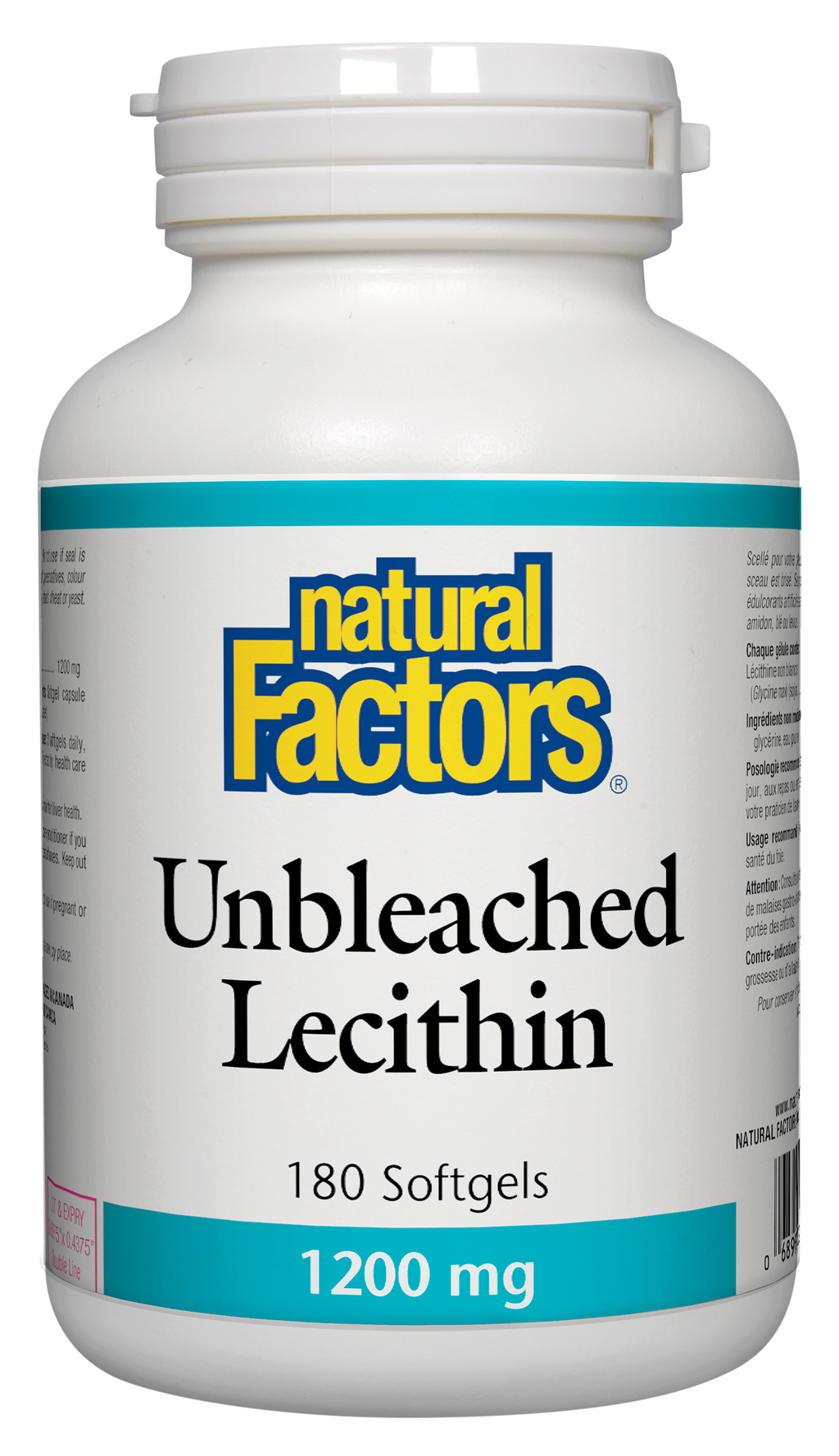 Natural Factors Unbleached Lecithin 1200 mg 180 Softgels