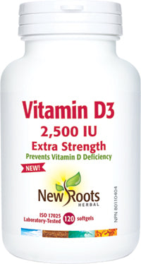 New Roots Vitamin D3 2,500 IU Extra Strength 120 Softgels