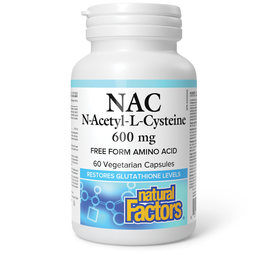 nac rstores glutathione Natural Factors NAC N-Acetyl-L-Cysteine 600mg 60 Veg. Capsules – Natural  Focus