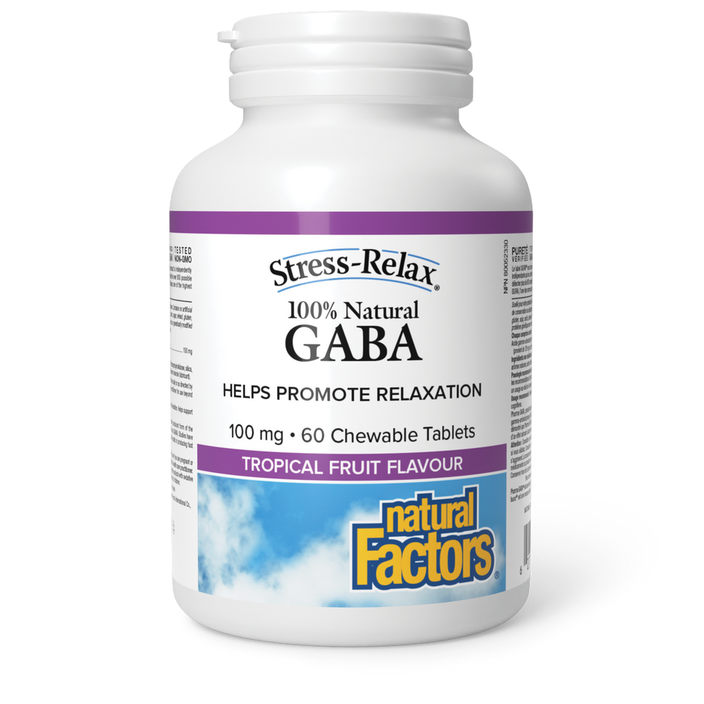 Natural Factors GABA 100 mg Tropical Fruit Flavour 60 Chewable Tablets