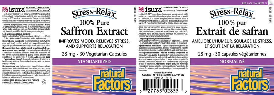 Natural Factors Saffron Extract 100% Pure 28 mg 30 Veg. Capsules