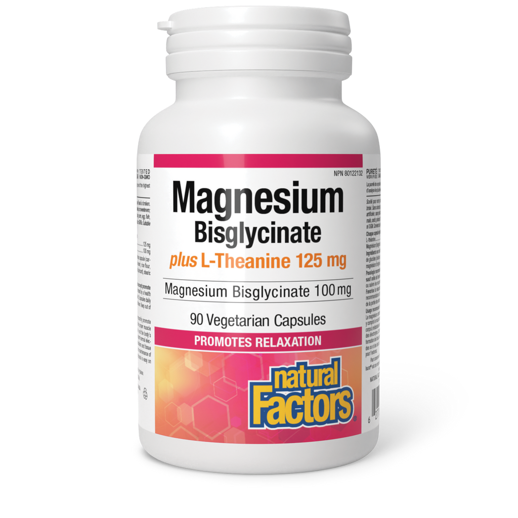 Natural Factors Magnesium Bisglycinate plus L-Theanine 90 Veg. Caps